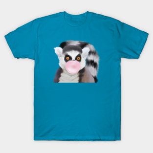 Bubblegum Blowing Ring-Tailed Lemur T-Shirt